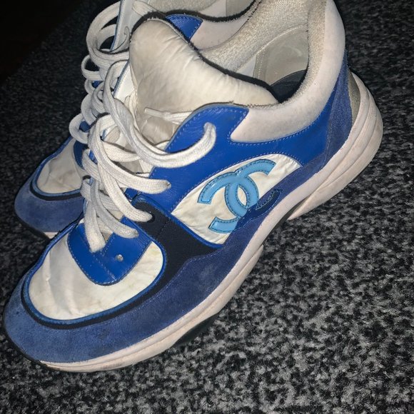 Blue and White Chanel Running Shoes - Picture 2 of 6